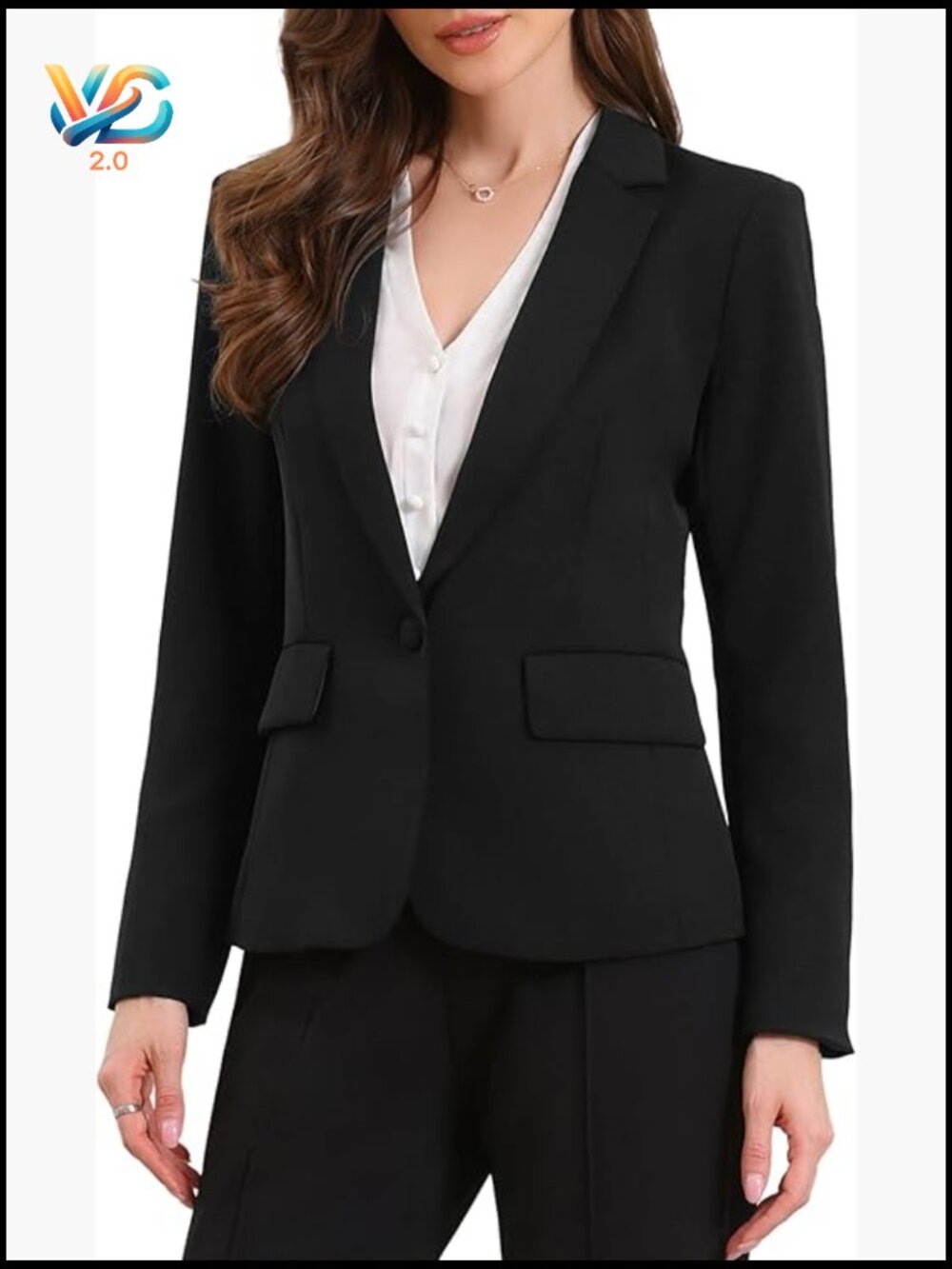Regular Fit Blazer With Shoulder Pads, Long Sleeve, One Button, Two Pockets